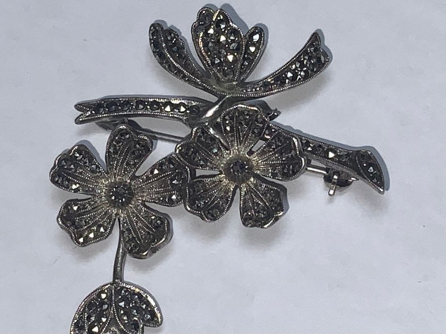 Antique Marcasite Silver brooch  