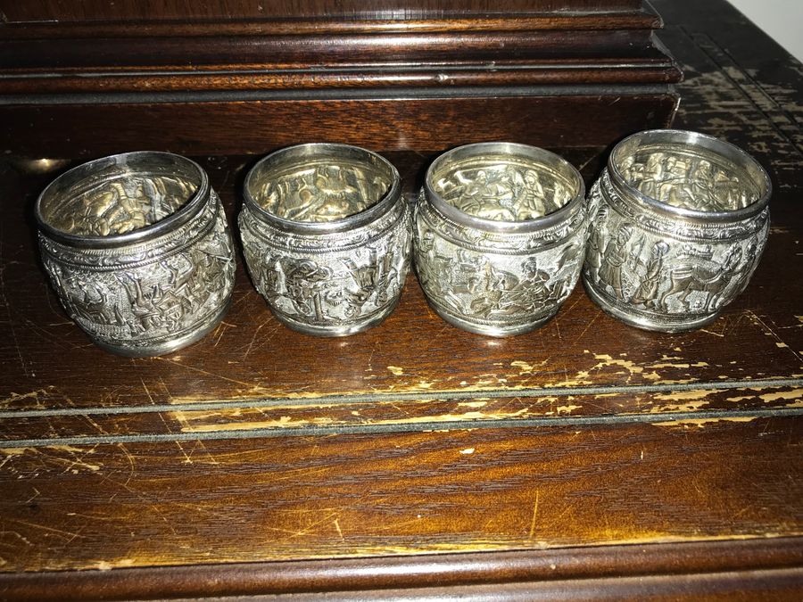 Napkin rings set of four Indian silver