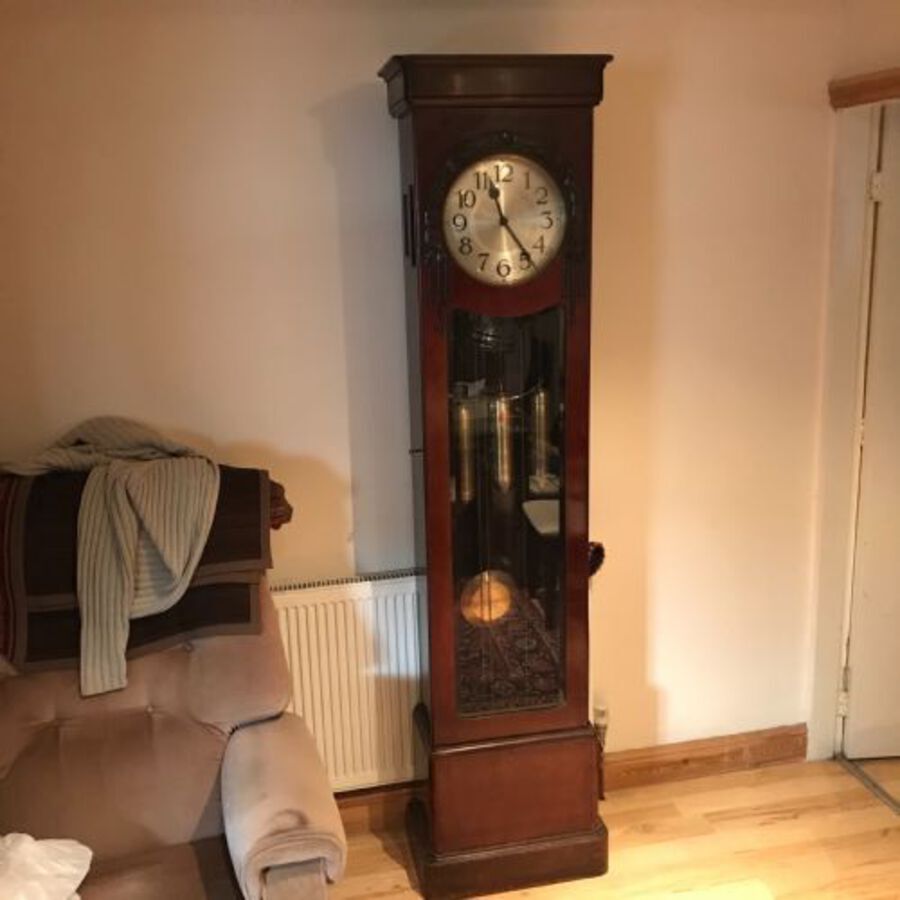 Superb mahogany Art Deco longcase clock