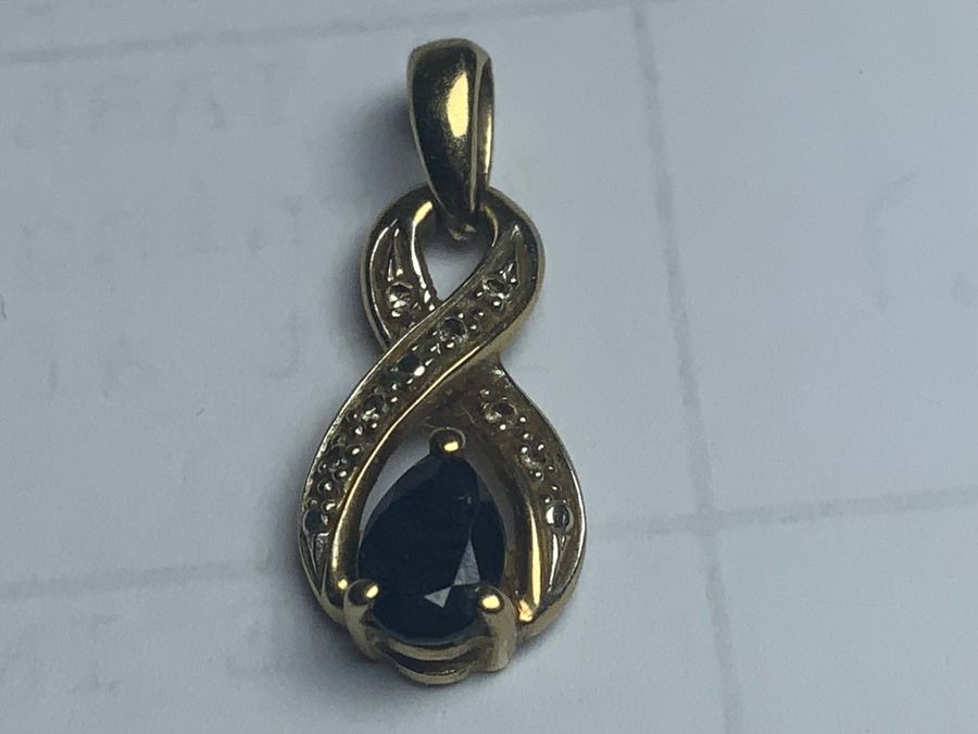 Diamonds & Sapphire Gold 9CT Pendant
