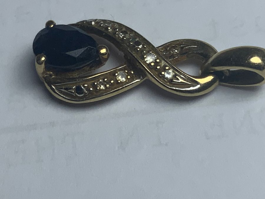 Antique Diamonds & Sapphire Gold 9CT Pendant