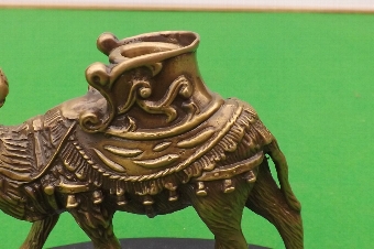 Antique Bronze gilted candle holder in shape of Camel desk top item on marble base. B21