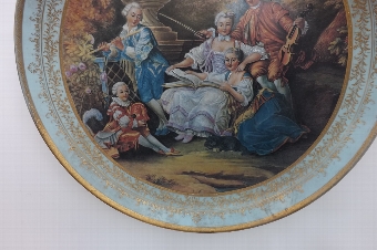 Antique Large Viennese Charger with scenes from Georgian times quality beyond measure.