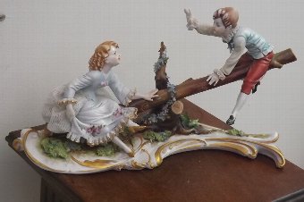 porcelain girl & boy on seesaw European work