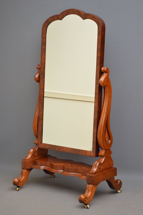 Fine Early Victorian Mahogany Cheval Mirror sn3380