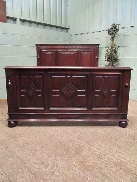ANTIQUE VICTORIAN CARVED OAK DOUBLE BED W6995/18.6