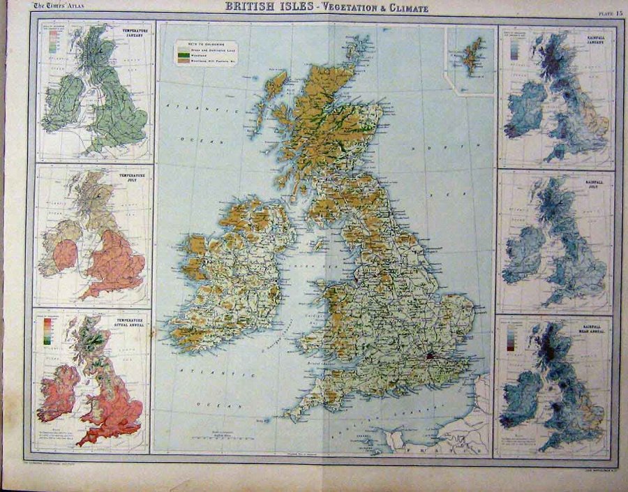 Print 1920 British Isles Vegetation Climate Map 01