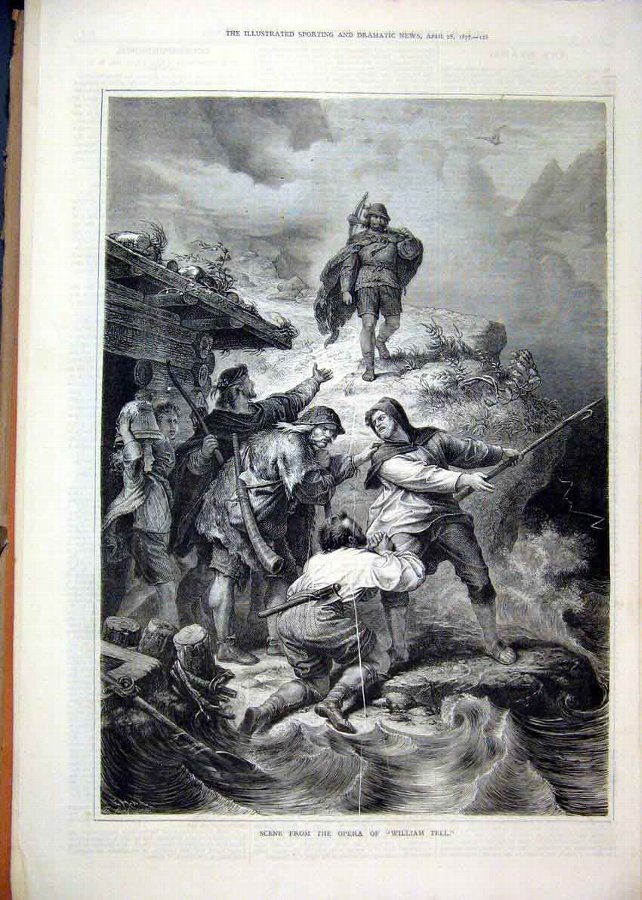 Print 1877 Scene Opera William Tell Storm Sea Scen