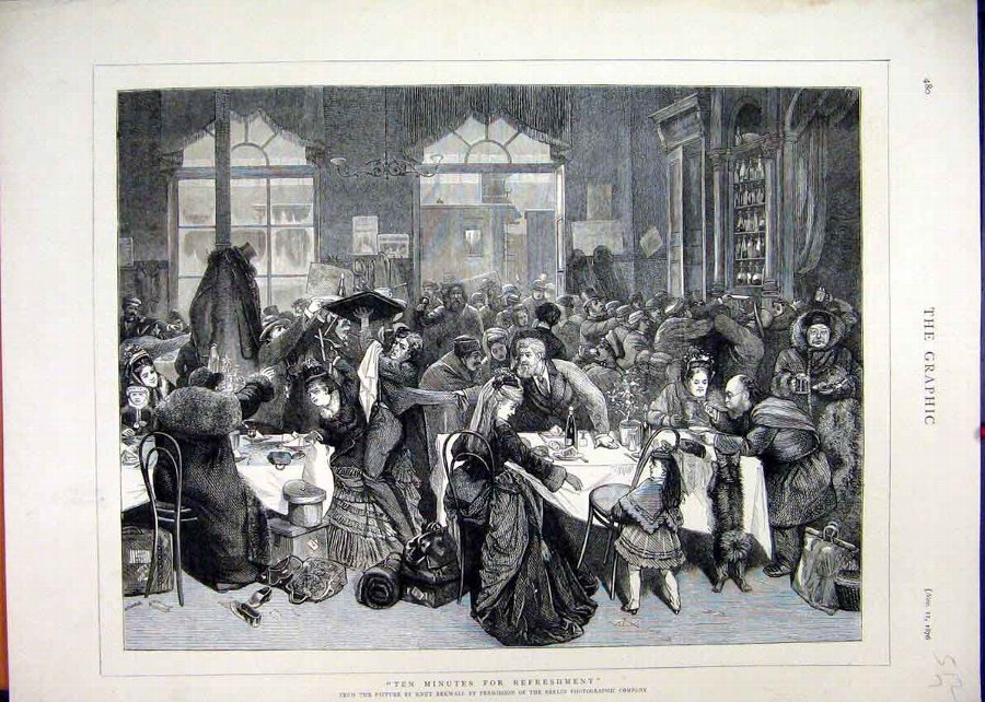 Print 1876 Restaurant Waitor Families Eating 12MAR