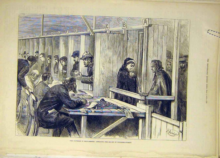Print 1879 Distress Manchester Relief Office Windm