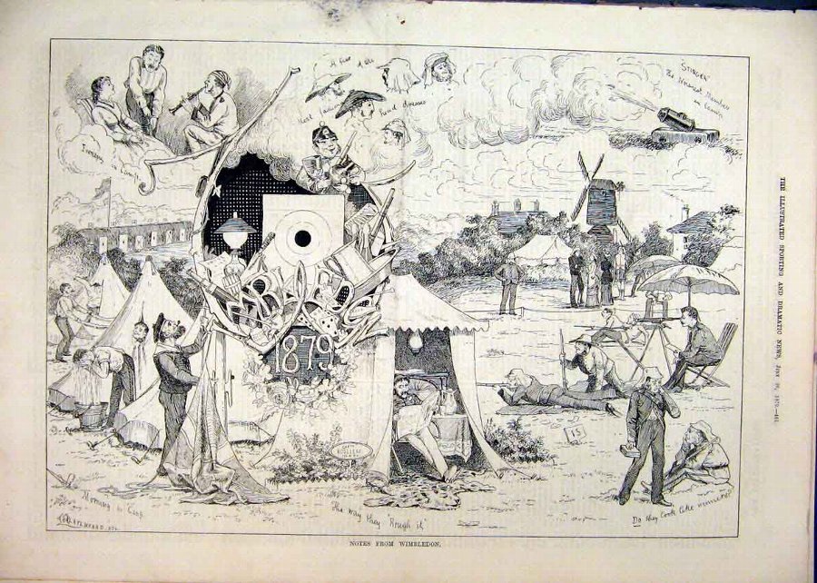 Print 1879 Wimbledon Men Shooting Tent Music Camp