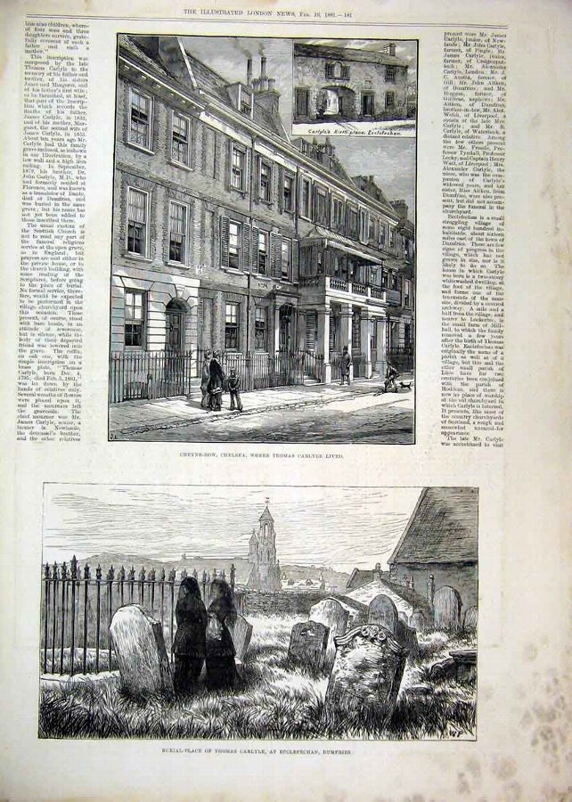 Print 1881 Cheyne-Row Thomas Carlyle Burial Place