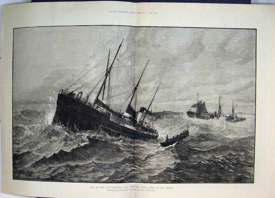 Print 1881 Loss Sea Clan Macduff Boat Upupa Rescue