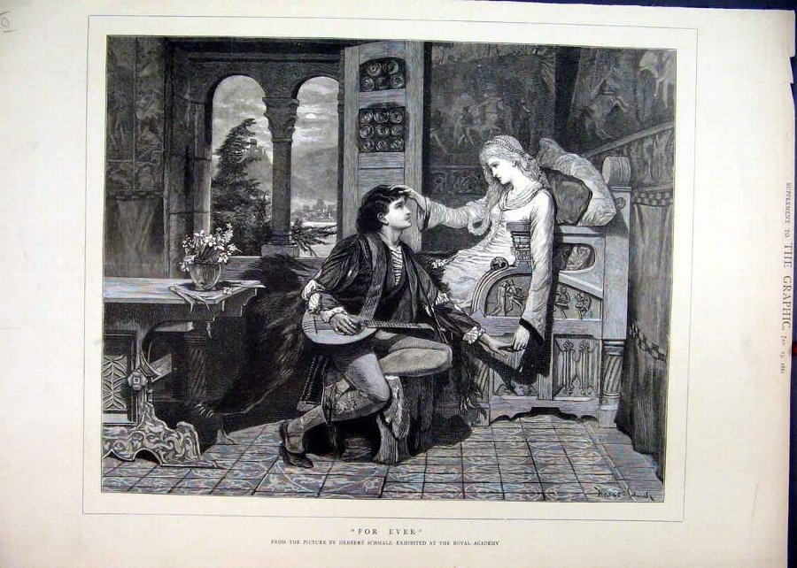 Print 1881 Romance Music Man Woman Herbert Schmalz