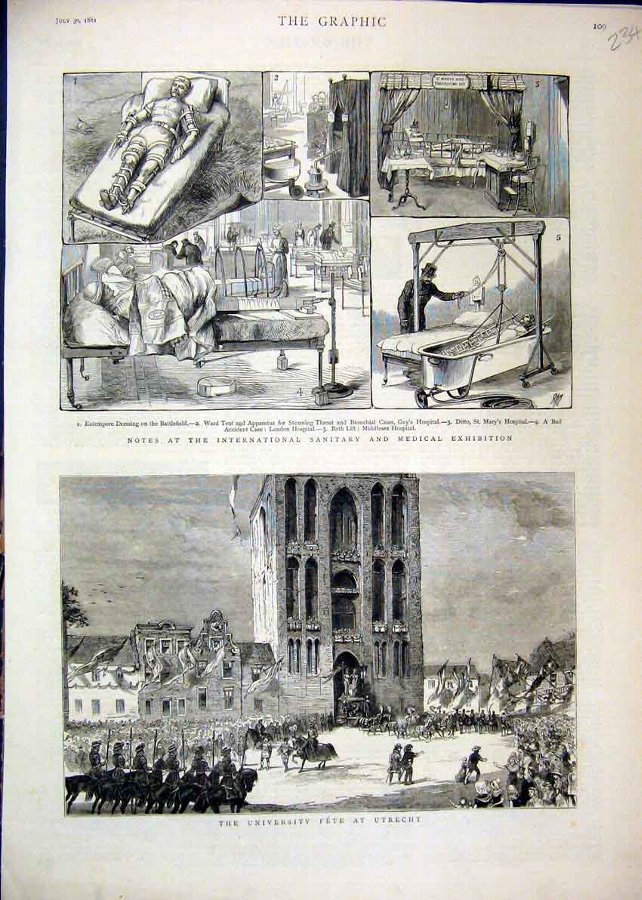 Print 1881 University Utrecht Sanitary Medical Exh