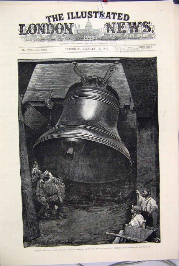 Print 1882 Great Bell Pauls Catherdral Taylor Loug