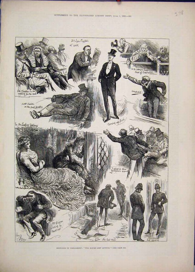 Print 1882 Parliament House Left Sitting Gallery S