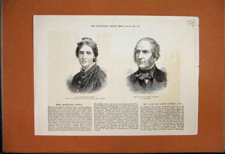 Print 1882 Portrait Murianne North Scott Russell E