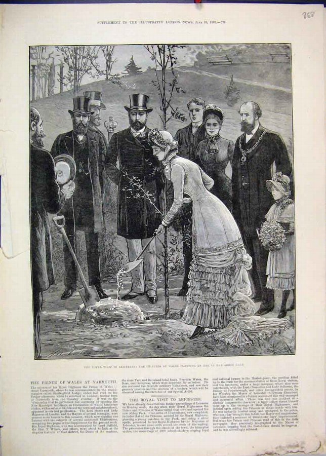 Print 1882 Royal Visit Leicester Princess Wales Oa