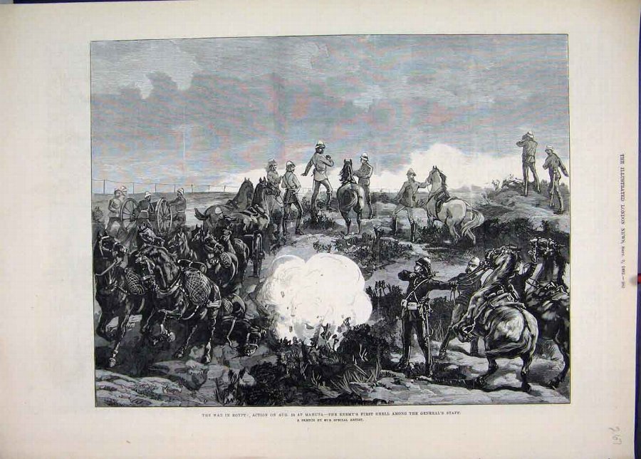 Print 1882 War Egypt Mahuta Shell General Staff Ho