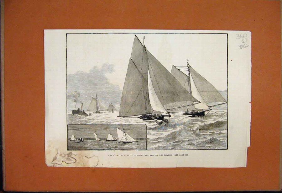 Print 1882 Yachting Season Three-Tonner Race Thame