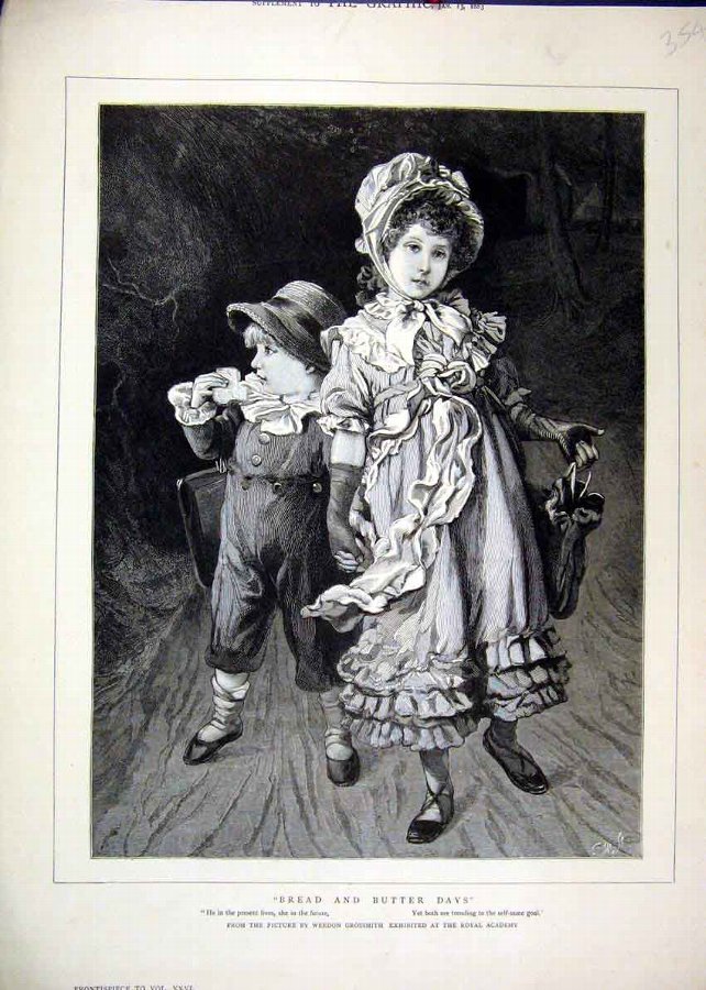 Print 1883 Little Boy Girl Bread Butter Walking Co