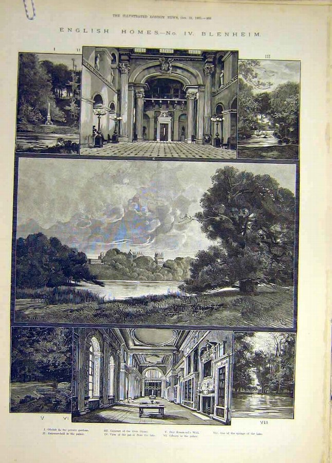Print 1885 English Homes Blenheim Rosamond Well Ob