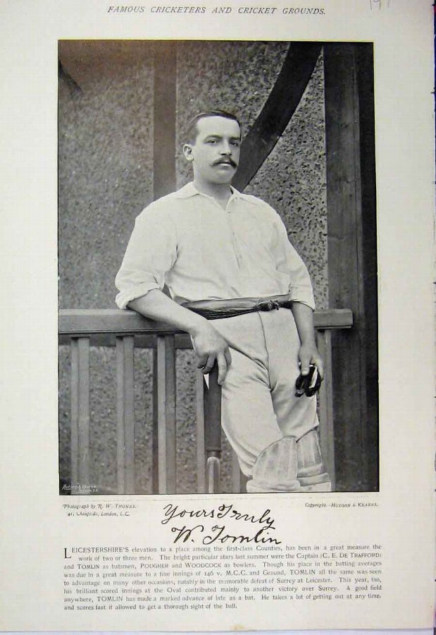 Print 1895 Cricket Sport Tomlin Kortright Photogra
