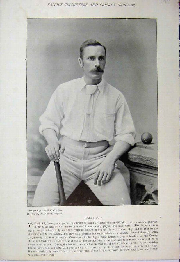 Print 1895 Cricket Sport Wardall Robert Thoms Phot