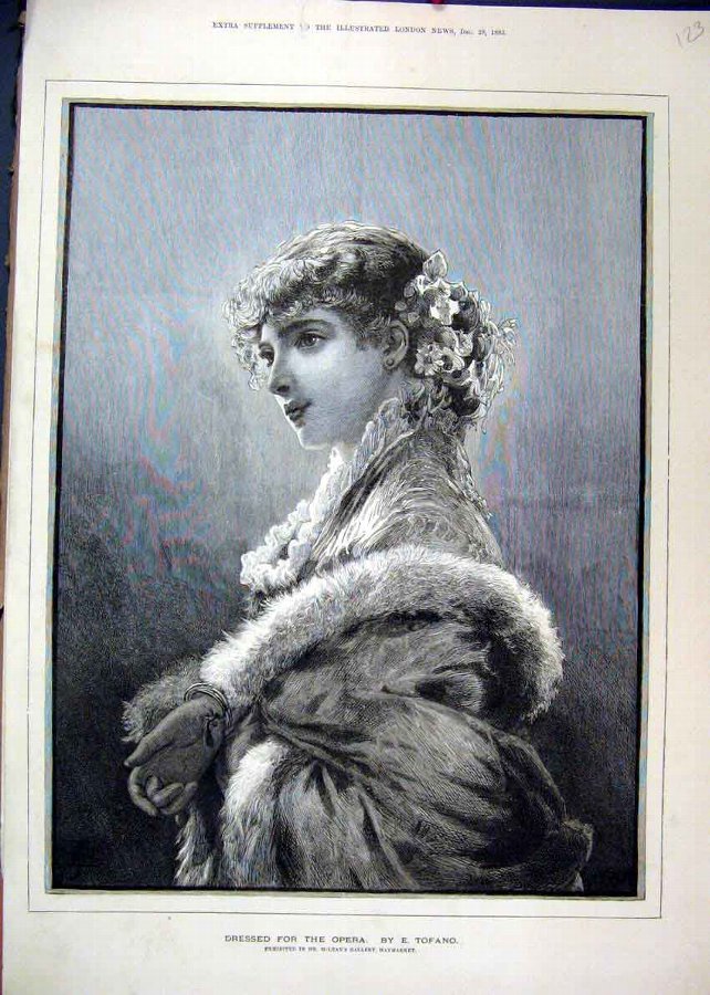 Print 1883 Woman Dressed Opera Beautiful 23MAR1