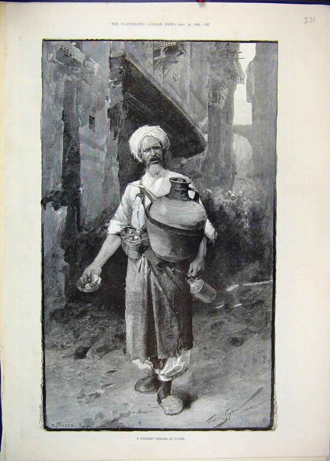 Print 1884 Sherbert Seller Cairo Egypt Fine Art 71