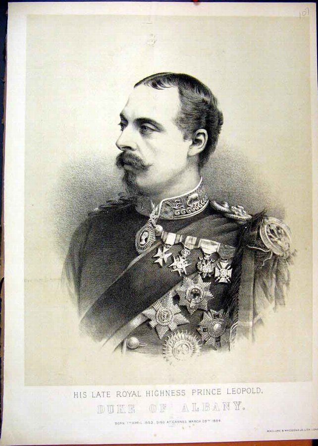 Print 1884 Portrait Royal Highness Prince Leopold