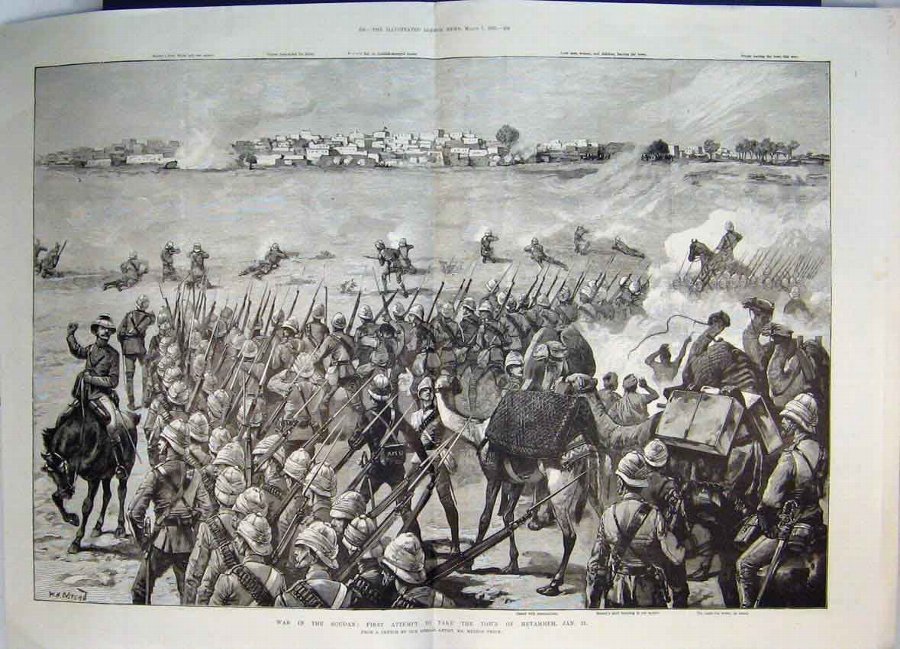 Print 1885 War Soudan Attempt Town Metammeh Camel