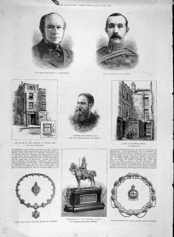 Print 1887 Newdegate Neill King-Harman Dryden Aike