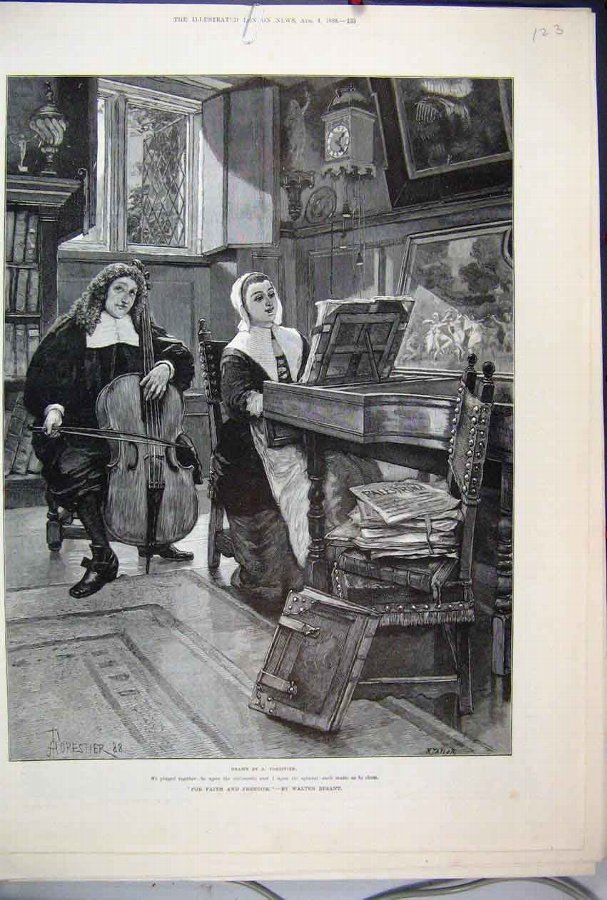 Print 1888 Man Woman Music Piano Faith Freedom Vic