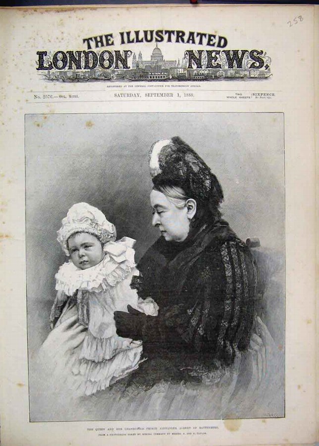 Print 1888 Queen Grandchild Prince Alexander Batte