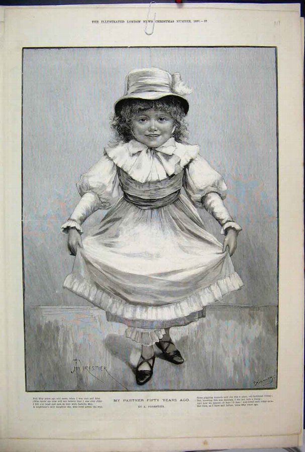 Print 1889 Little Girl Dressed Up Beautiful Victor