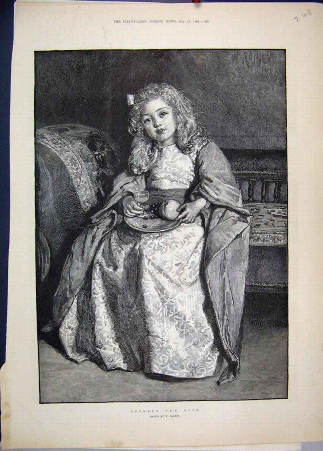 Print 1890 Little Girl Theatre Eating Beautiful 43