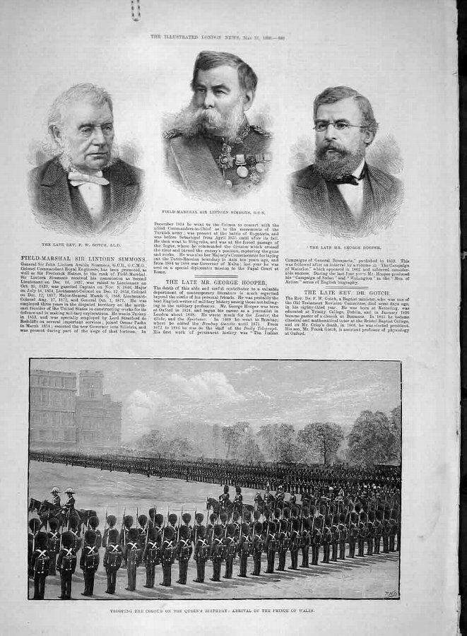 Print 1890 Portrait Gotch Simmons Hooper Trooping
