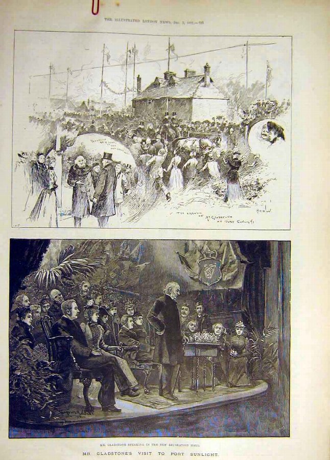 Print 1891 Gladstone Port-Sunlight Sketch Recreati
