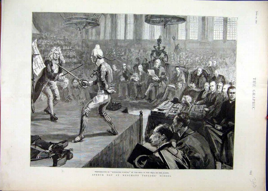 Print 1891 Speech Merchant Taylors School Bombaste