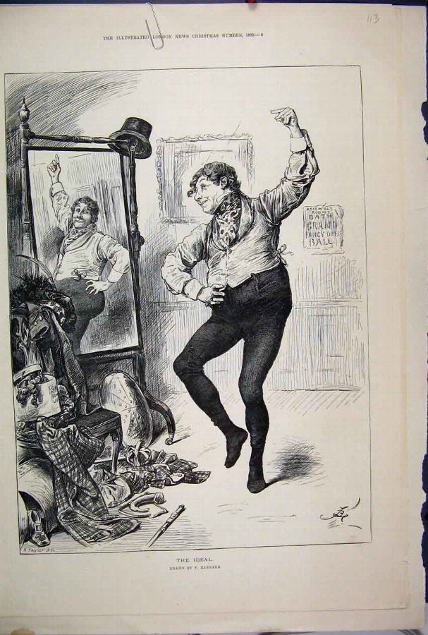 Print 1892 Man Dancing Mirror Fancy Dress Ball 13M