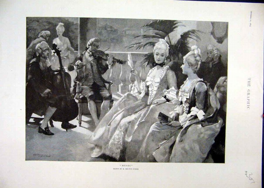 Print 1893 Beautiful Women Men Music Romance 07MAR