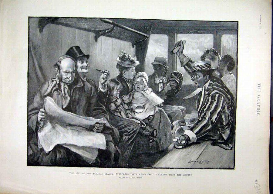Print 1893 Holiday Season Nigger-Minstrels Train S