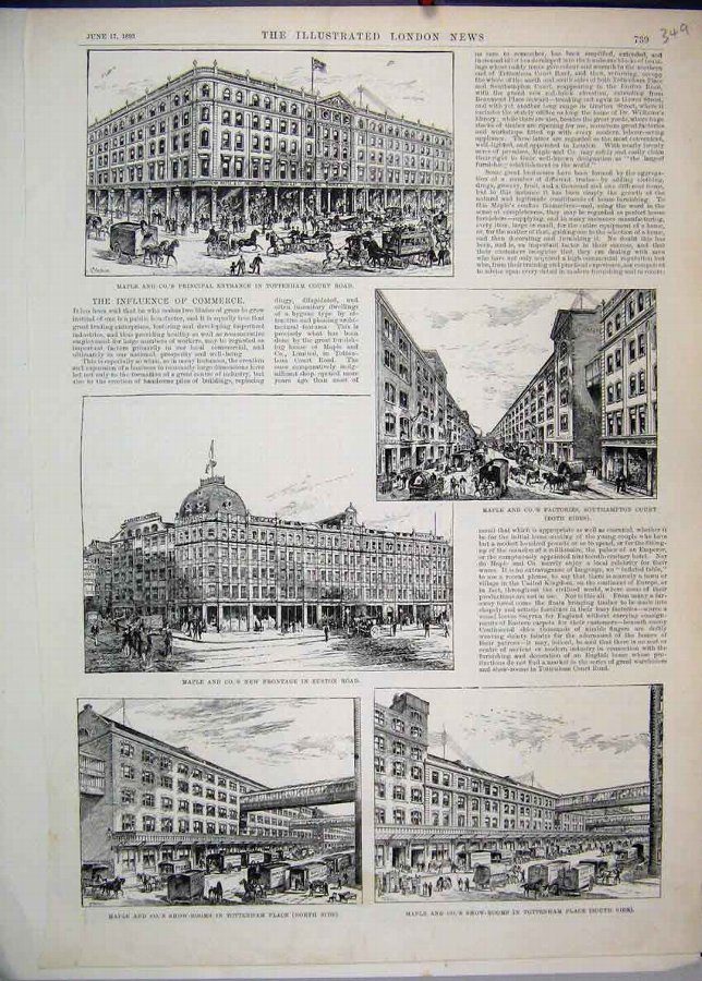 Print 1893 Maple Factory Tottenham Show Rooms Buil