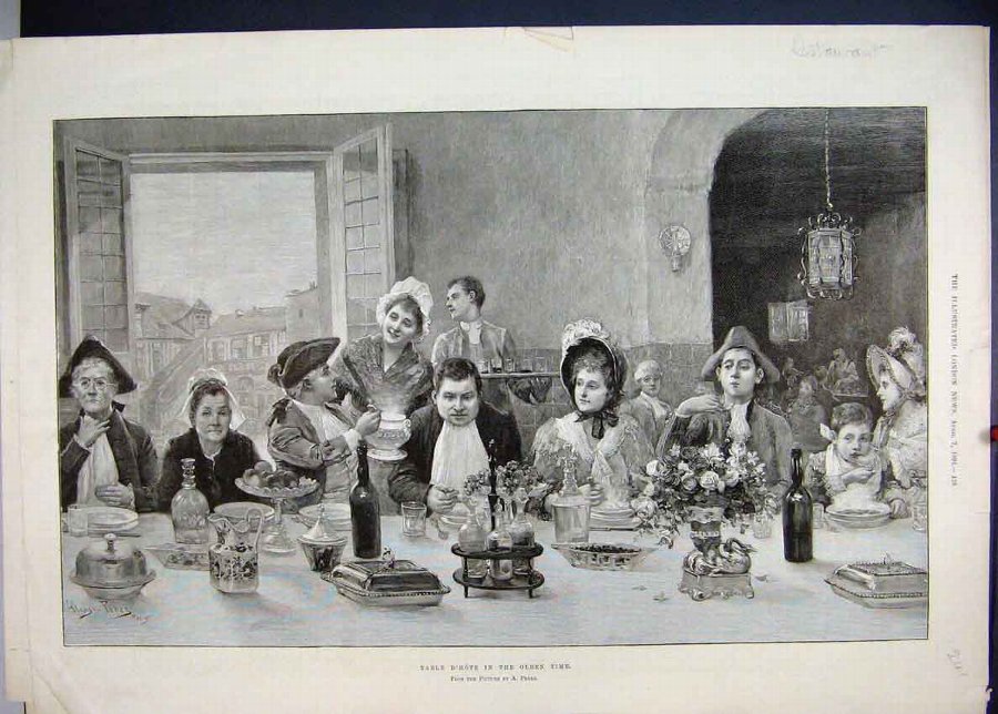 Print 1894 Restaurant Olden Time Table Dhote 41MAR
