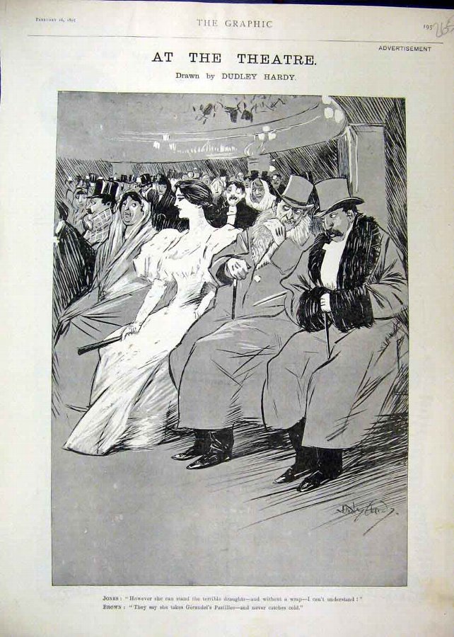 Print 1895 Advert Theatre Audience Comedy Sketch H