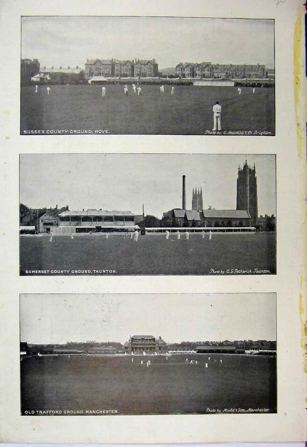 Print 1895 Cricket Sussex Ground Taunton Trafford