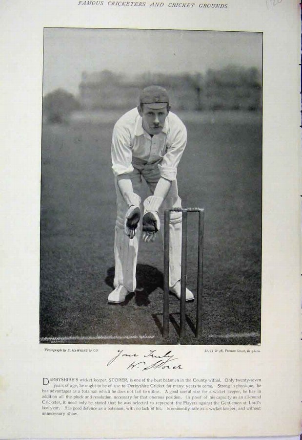 Print 1895 Cricket Photograph Storer Peate Bowler