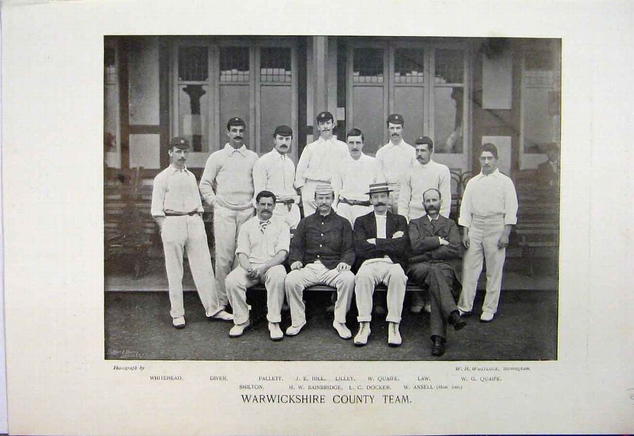 Print 1895 Cricket Photograph Warwickshire County